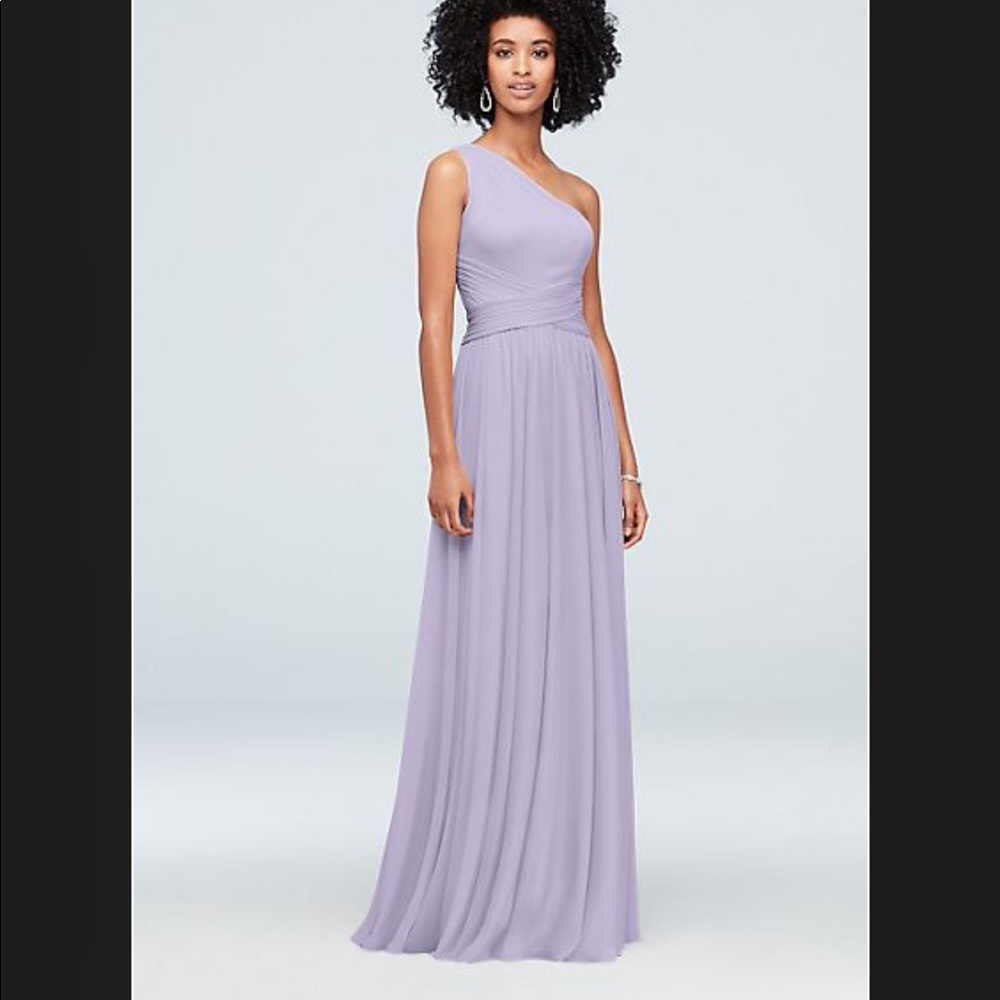 Bridesmaid one shoulder mesh dress NWT in iris